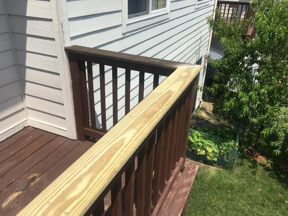 Pressure-treated deck and railing in Central Virginia