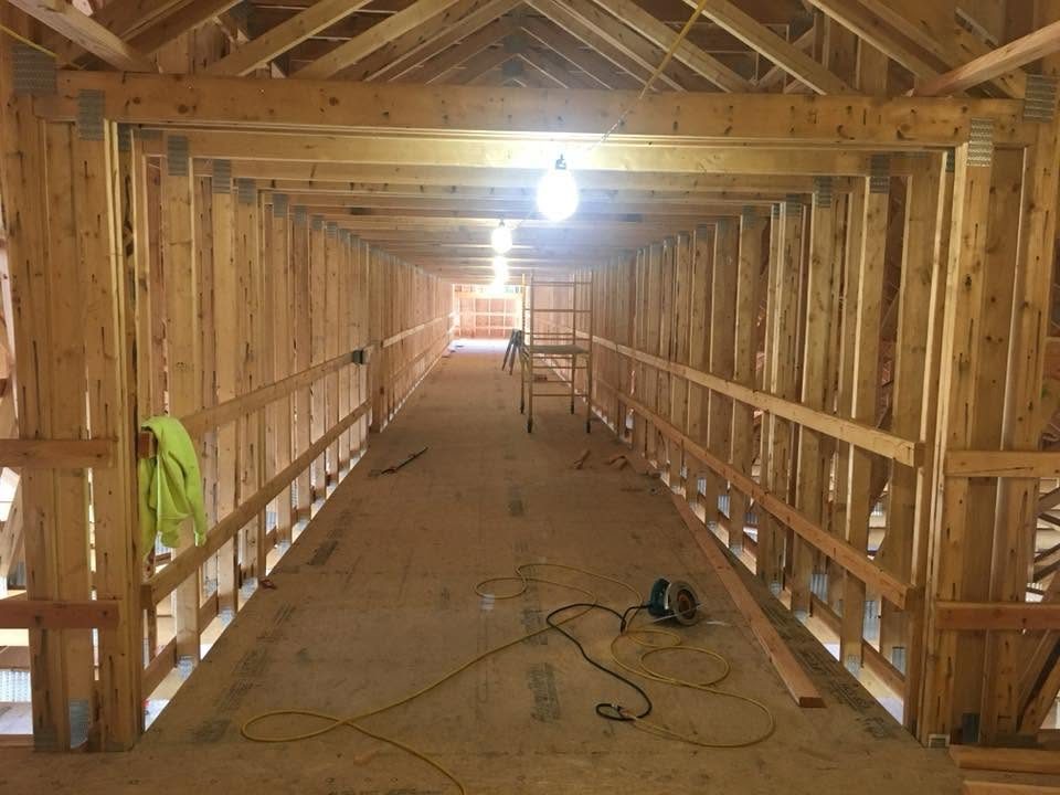 Interior framing of a large building