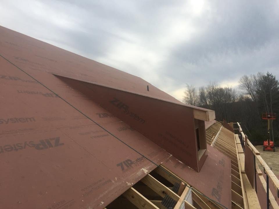 Roof sheathing on a commercial build